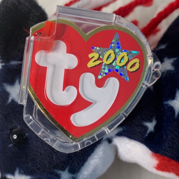 Ty (14) Lefty 2000 Beanie Babies Plush with Red, White, and Blue Stars - Picture 8 of 15